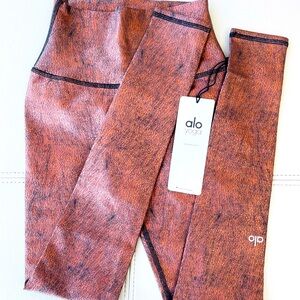 NWT! ALO YOGA High-Waist AIRBRUSH Legging in Copper Metal / Black Size XXS